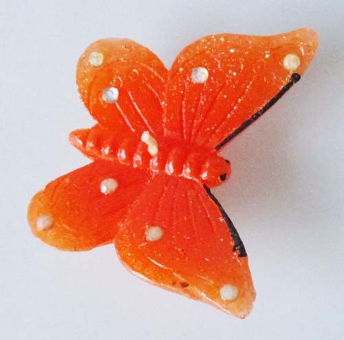 3 Schwimmkerzen Schmetterling orange mit Glitzerpunkte, 7x5 cm