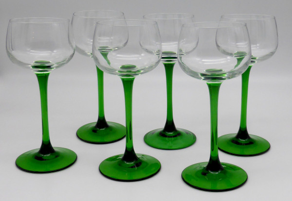 France Set 6 Weingläser grüner Stiel Höhe 16 cm