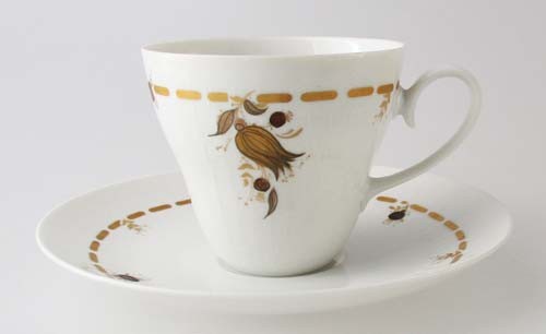 Rosenthal Romanze in Gold Kaffeetasse mit Untertasse handgemalt 3508