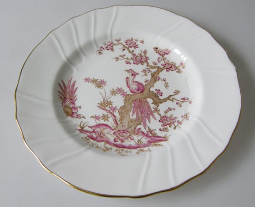 Spode Y 8036 3 Frühstücksteller 20 cm Paradiesvogel in lila und Gold