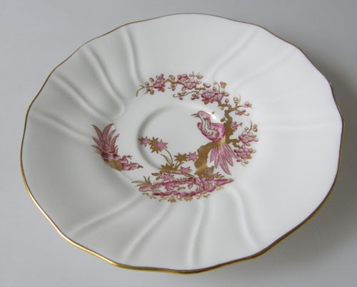 Spode Y 8036 3 Untertasse 14 cm Paradiesvogel in lila und Gold
