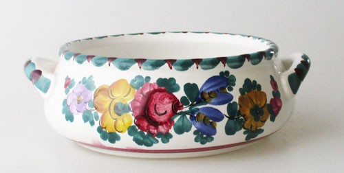 Gmundner Keramik Dekor Blumen bunt Schale mit Henkel, klein 13,5 cm