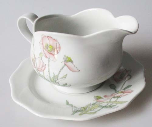 Gallo Galerie de Porcelaine Roter Mohn Sauciere 0,40 l mit Untere