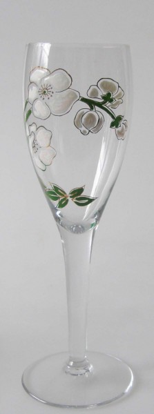 Perrier-Jouët Champagnerglas / Sektglas handmalerei im Jugendstil / Einzelglas Höhe 19 cm
