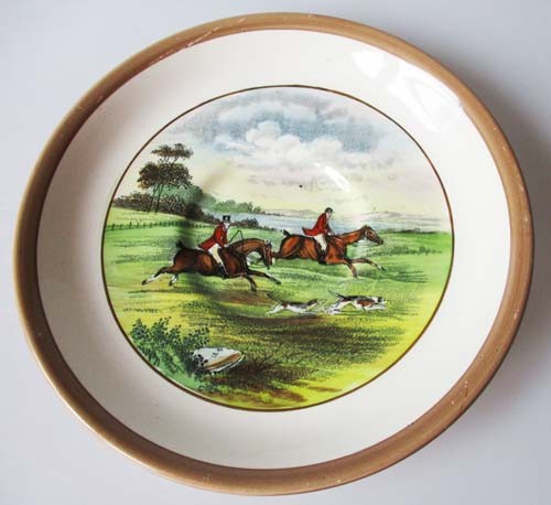 Spode Copeland The Hunt Braun Untertasse für Kaffee 14 cm Gone Away Nr. 3 J.F.Herring Sen.