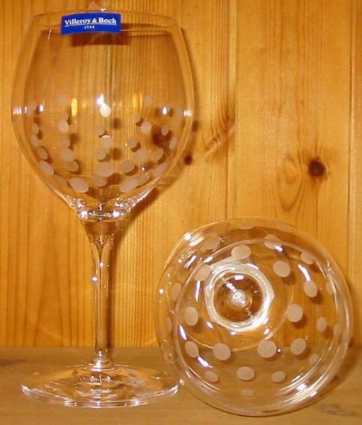 Burgund.Polka, Rotweinglas 230 mm Villeroy & Boch Maxima decorated mattierte Punkte, Einzelgläser