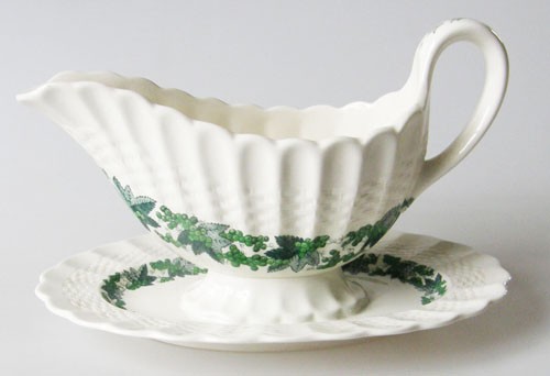 Spode Copeland Valencia grün Sauciere mit Untere 1-tlg. Länge 22 cm