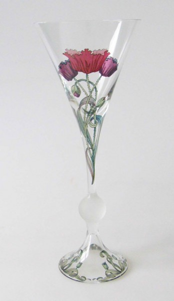 Sektflöte Mohnblüte elegante ausgefallene Form, Kristall Höhe 23,3 cm