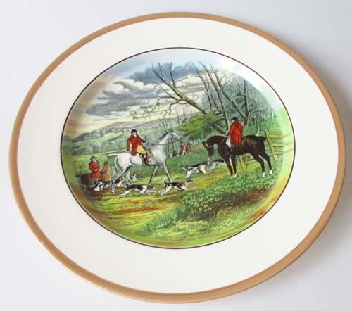 Spode Copeland The Hunt Braun Speiseteller 26,5 cm Throwing Off Nr. 3 J.F.Herring Sen.