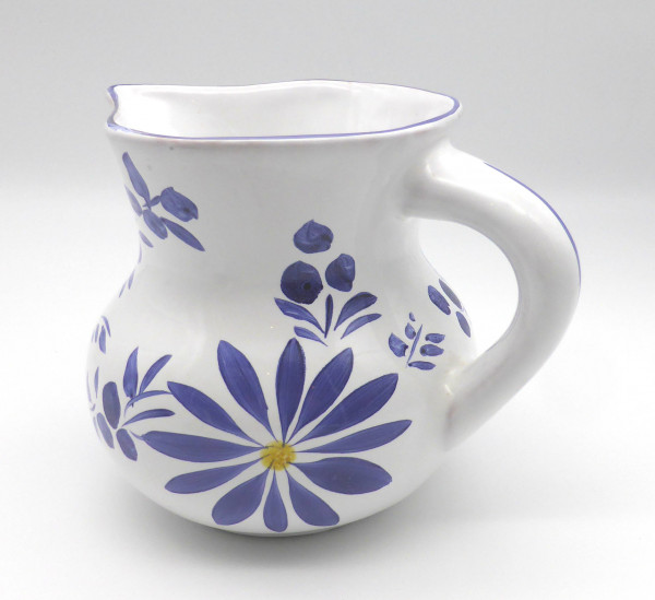 Krug Keramikkrug in weiss-blau Blumendekor