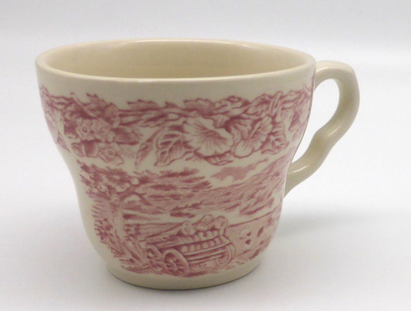 Eit Ironstone Holzwagen rot Kaffeetasse