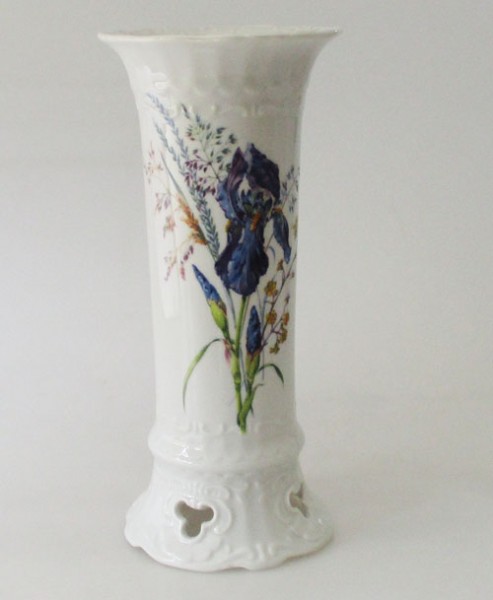 Seltmann Weiden Vase Blumendekor blau, gelb 22,5 cm