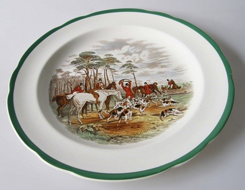 Spode Copeland Hunt The Hunt J.F.Herring Sen. grün Speiseteller 26 cm