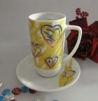 Rosenthal Epoque Kaffe / Tee / Kakaotasse, hoch 2-tlg., mit Herzen