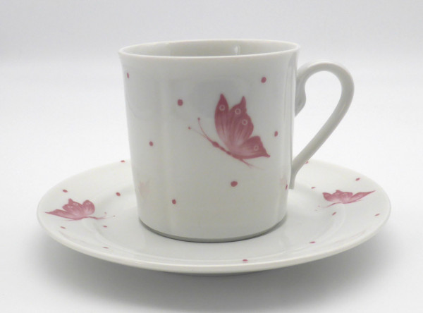 Bavaria LaMaison Kaffeetasse mit Untertasse rosa Schmetterlingen