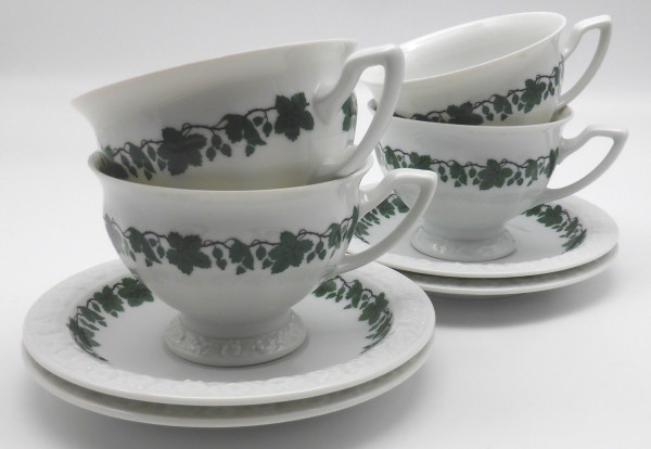 4 Kaffeetassen mit Untere Rosenthal Stachelbeere Maria Classic Rose