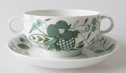 Rosenthal Plus Sepal grün Suppentasse mit Untere, 2tlg.