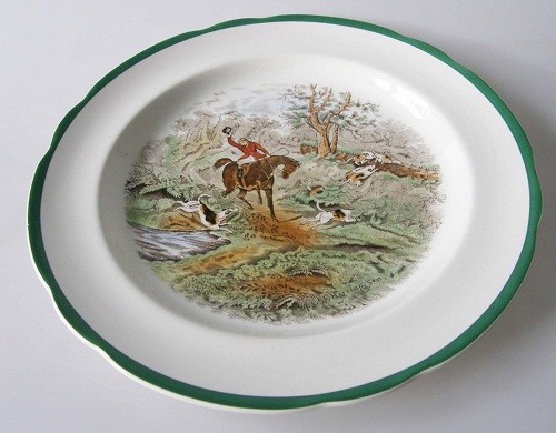 Spode Copeland Hunt The Hunt J.F.Herring Sen. grün Speiseteller 26 cm