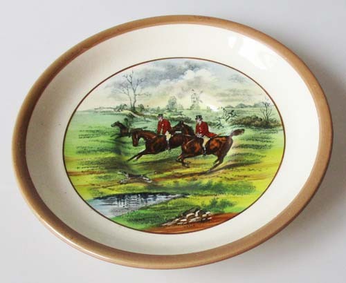 Spode Copeland The Hunt Braun Untertasse für Kaffee 14 cm Full Cry Nr. 6 J.F.Herring Sen.