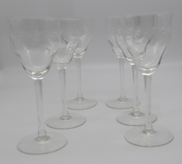 6 Weingläser klar mit Blumengravur Höhe 18,5 cm