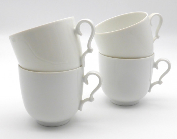 Fürstenberg Set: 4 Kaffeetassen/Obertassen weiß Höhe 7 cm