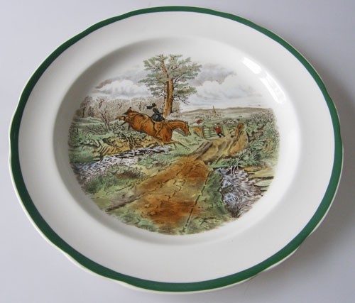 Spode Copeland Hunt-The Hunt J.F.Herring Sen. grün Speiseteller The Last Draw