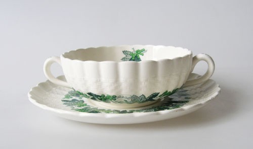 Spode Copeland Valencia grün Suppentasse mit Untertasse