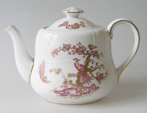 Spode Y 8036 3 Teekanne 1,20 l Paradiesvogel in lila und Gold