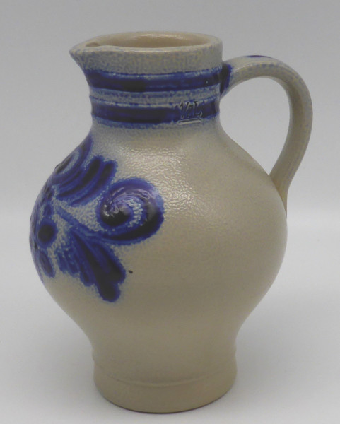 Keramik Krug grau blau Steingut Handarbeit Salzglasur 0,25 l