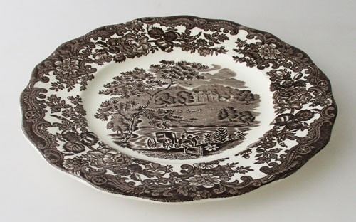England A Royal Worcester L Avon Scenes Palissy Keramik starkes dunkelbraun Frühstücksteller