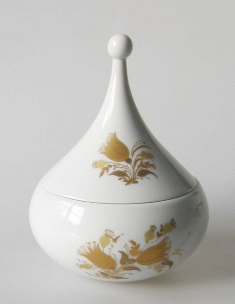 Rosenthal studio-linie Dose mit Deckel Blumen Golddekor Björn Wiinblad