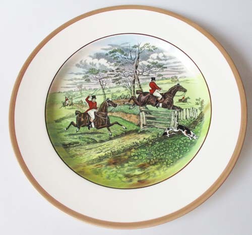 Spode Copeland The Hunt Braun Speiseteller 26,5 cm Off To Draw Nr. 4 J.F.Herring Sen.