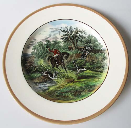 Spode Copeland The Hunt Braun Speiseteller 26,5 cm Drawing The Dingle Nr. 10 J.F.Herring Sen.