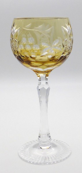 Überfang Weinrömer 19,4 cm Bernsteinfarben mit Dekorschliff, Traube
