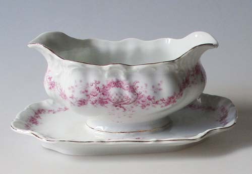 Krister Sauciere mit Untere, 1-teilig 0,40 l florales, lilafarbend mit Goldrand