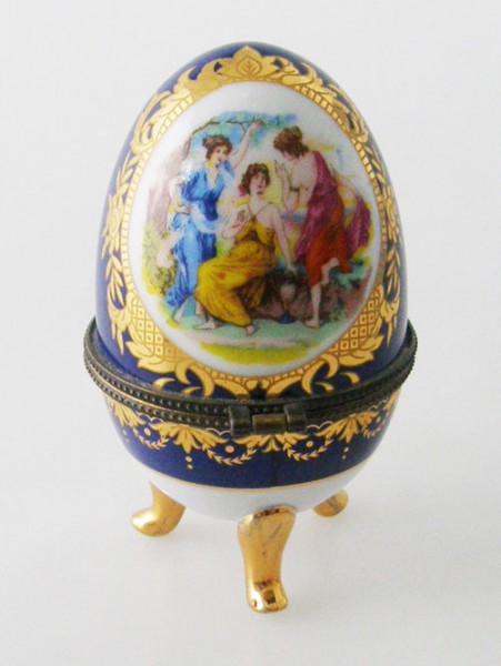 Limoges Schmuckei auf Füßen Dose mit Gemälde Hand Paint
