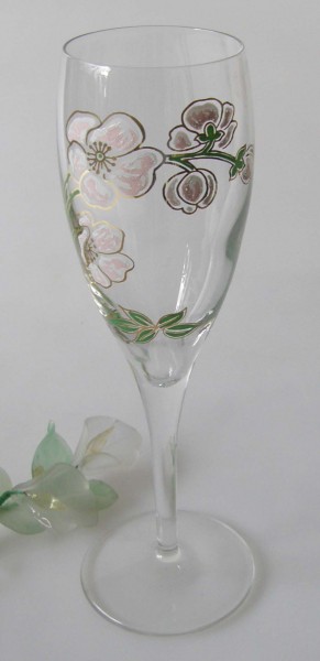 Perrier-Jouët Champagnerglas / Sektglas handmalerei im Jugendstil / Einzelglas Höhe 18,3 cm