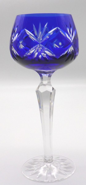 Lausitzer Glas Römer Höhe 19,5 cm Kristall Kobaltblau Sternenschliff