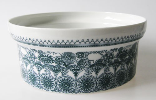 Thomas Schüssel 20,5 cm Form T künstlerisches Blumendekor dunkelgrün