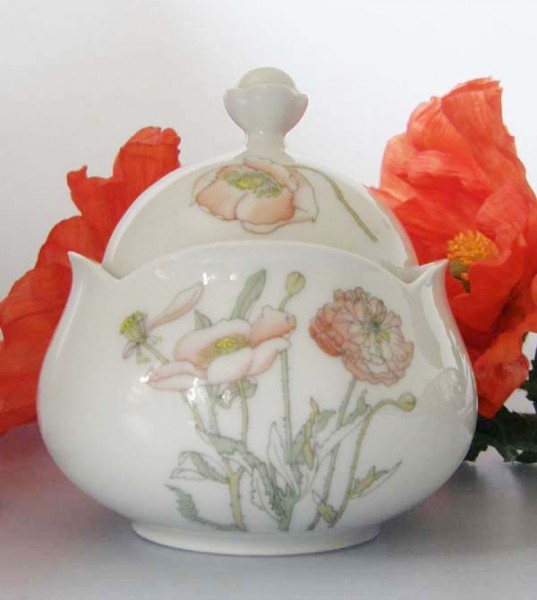 Gallo Galerie de Porcelaine Roter Mohn Zuckerdose 0,20 l