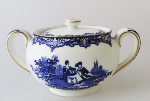 Royal Doulton Watteau blau mit Goldrand Zuckerdose 0,20 l