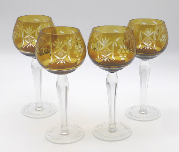 4er Set Kristall Römer Bernstein Weinglas Höhe 18,5 cm Traube/Stern