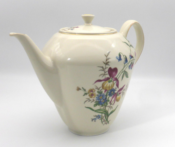 Bareuther Bavaria Kaffeekanne 1,80 l elfenbein Goldrand Orchidee Frauenschuh