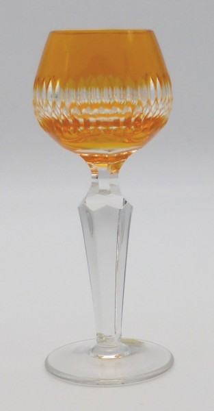 Lausitzer Glas Römer Orange Höhe 13,2 cm Likörglas Handgeschliffen Rautenschliff