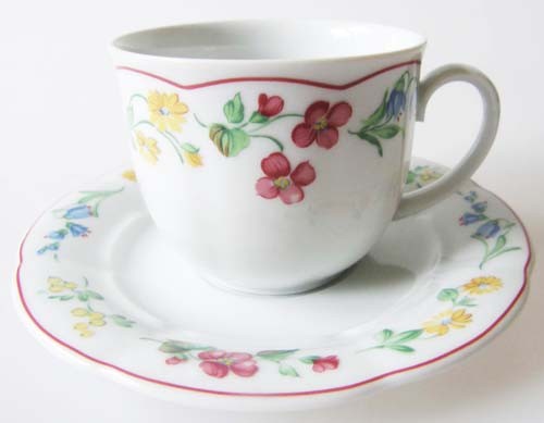 Mitterteich Form 2250 Stefanie roter Rand Kaffeetasse mit Untertasse