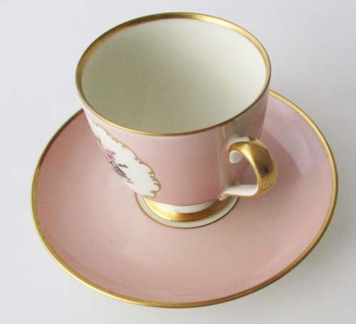 Fürstenberg Fürstin Medaillon 01578 Rosè Dekor Nr. 3 - Kaffeetasse mit Untertasse, klein