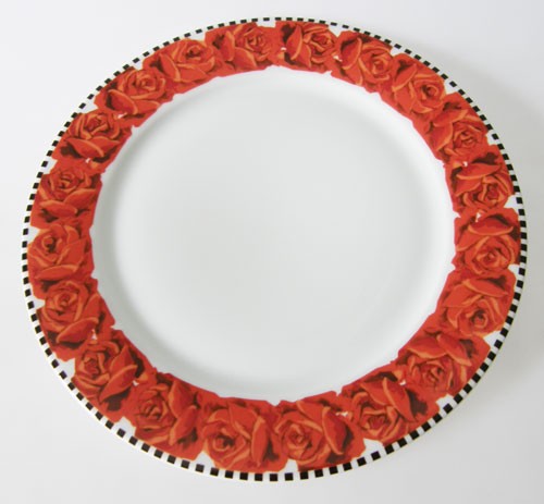 Dibbern rote Rosen schwarz weiss Frühstücksteller 21,5 cm