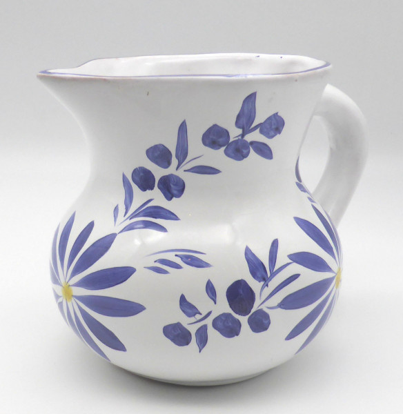 Krug Keramikkrug in weiss-blau Blumendekor